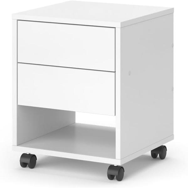 Vicco Hocker mit Schublade Jons, 37 x 37 cm, Weiß, Sitzhocker, Stauraum, Büromöbel