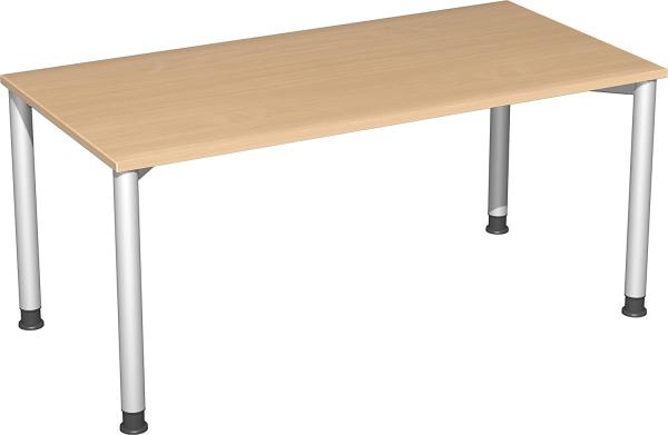 Schreibtisch, höhenverstellbar, Buche / Silber, 160 x 80 x 68-80 cm