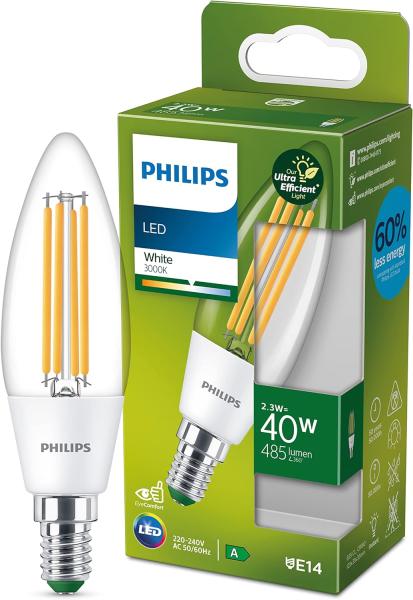 Philips Classic LED-A-Label Lampe 40W E14 Warmweiß klar Kerze