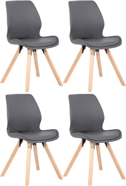 4er Set Stuhl Luna Kunstleder (Farbe: grau)