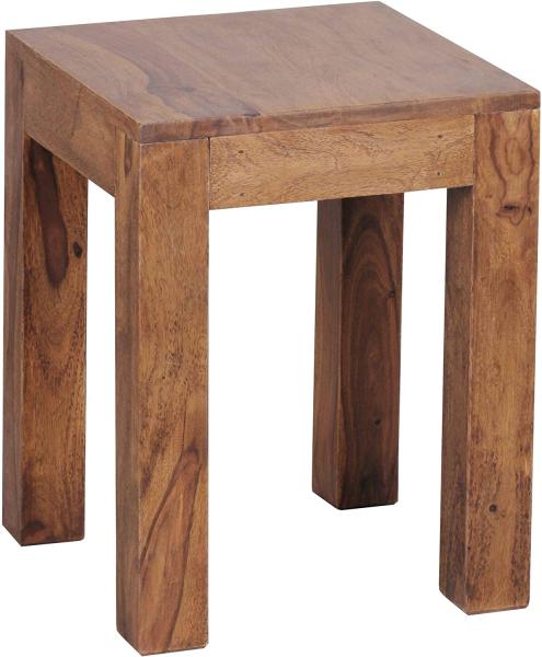 Wohnling Beistelltisch Massiv-Holz 35 x 35 cm Wohnzimmer-Tisch Design braun Sheesham