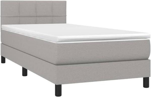 vidaXL Boxspringbett mit Matratze & LED Hellgrau 100x200 cm Stoff