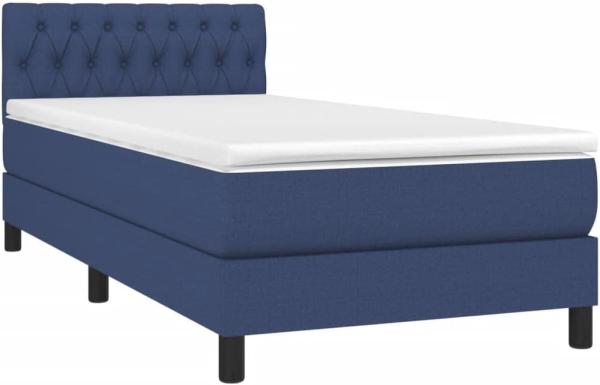 vidaXL Boxspringbett mit Matratze & LED Blau 100x200 cm Stoff