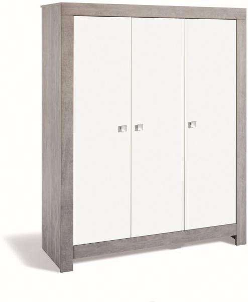 Schardt 'Nordic Driftwood' 3-trg. Kleiderschrank, weiß/grau, mit Kleiderstange und 7 Ablagefächern