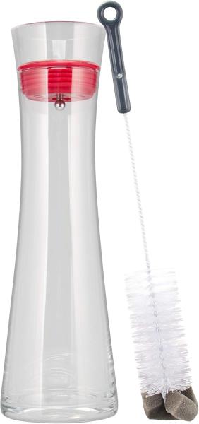 Glaskaraffe AMISA 1,2 Liter, Wasserkaraffe, transparent (Tango red)