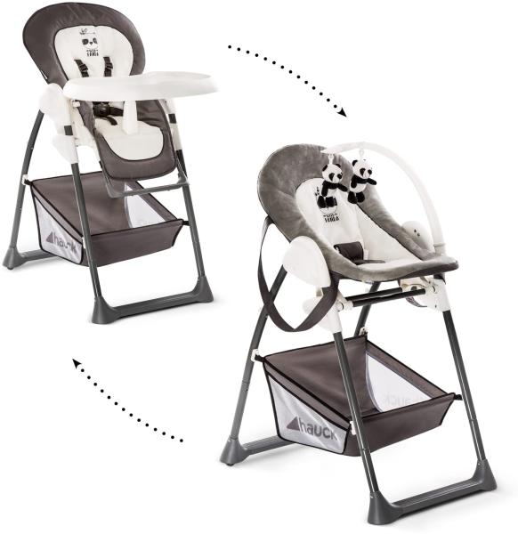 Hauck Sit'n Relax Newborn Set - Neugeborenen Aufsatz & Kinderhochstuhl ab Geburt, Liegefunktion inkl. Spielbogen, Tisch/höhenverstellbar, mitwachsend, klappbar, Amazon Exclusive panda schwarz/weiß