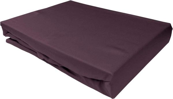 Bettwaesche-mit-Stil Mako-Satin Spannbettlaken brombeer 160x200cm