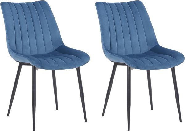 2er Set Stühle Rahden Samt (Farbe: blau)
