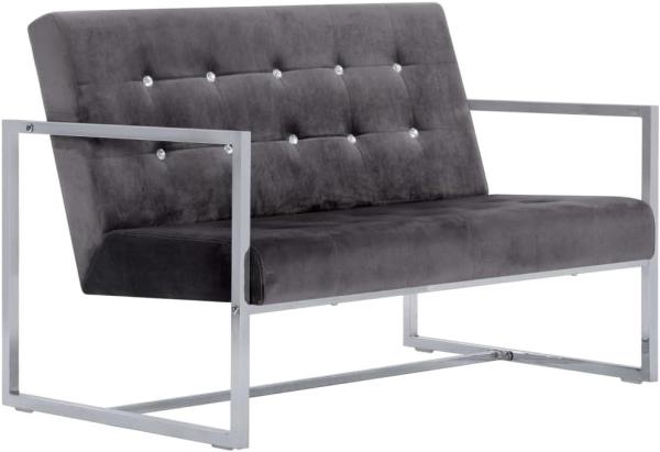 vidaXL 2-Sitzer-Sofa mit Armlehnen Dunkelgrau Chrom und Samt