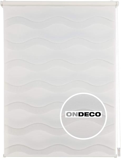 ondeco Duo Rollo Wave ohne Bohren, Klemmfix für Fenster innen, Seitenzugrollo Klemmen Sichtschutz Sonnenschutz, lichtdurchlässig und Blickdicht - Weiß - 60x160 cm