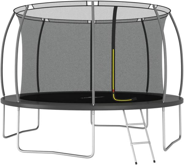 Trampolin-Set inkl. Sicherheitsnetz, Leiter und Regenschutz, Rund 150 kg, grau, 366x80 cm