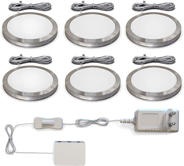 B.K.Licht LED Unterbauleuchte 6er Set LED Schrankleuchten 6x 1,8W 6x 170lm - BKL1187, LED fest integriert, 3.000K LED Küchenlampen Vitrinenbeleuchtung Kippschalter