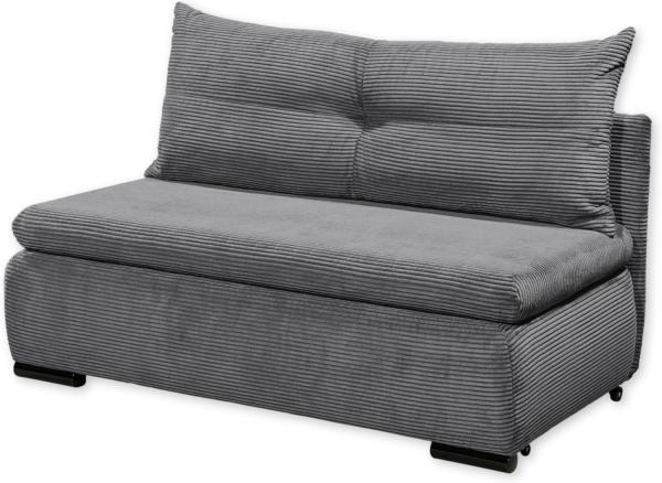 Stella Trading CHARLIE Bequemes Schlafsofa mit Bettkasten in Cord-Optik, Ash-Kompaktes Sofa mit Schlaffunktion, Holzwerkstoff, 153 x 90 x 83 cm