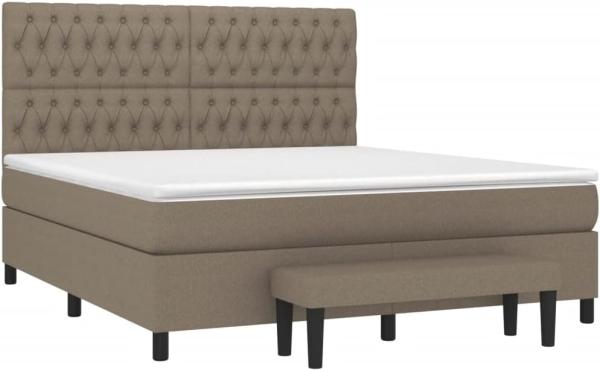 vidaXL Boxspringbett mit Matratze Taupe 180x200 cm Stoff