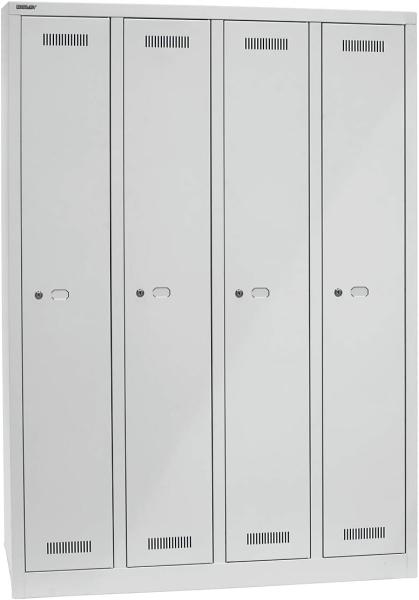 Bisley MonoBloc™ Garderobenschrank, 4 Abteile, je 1 Fach, Farbe lichtgrau