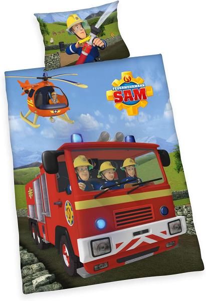 Herding Feuerwehrmann Sam Bettwäsche- Set, Baumwolle, mehrfarbig, 40 x 60 cm, 100 x 135 cm