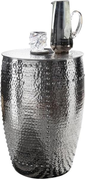Wohnling Beistelltisch PADRO 41,5 x 62 x 41,5 cm Aluminium Dekotisch orientalisch rund, silber