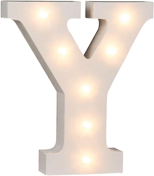 Beleuchteter Holz-Buchstabe Y, mit 7 LED