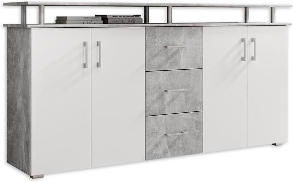 Sideboard 'Lift', Beton/Weiß, 180 cm breit
