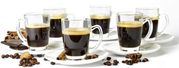 12tlg Espressotassen mit Porzellan Teller Kaffeegläser Mokkatassen