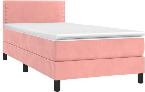 Boxspringbett mit Matratze & LED Rosa 90x190 cm Samt (Farbe: Rosa)