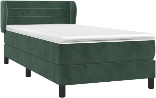 Boxspringbett mit Matratze Dunkelgrün 90x190 cm Samt (Farbe: Grün)