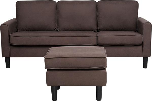 3-Sitzer Sofa Polsterbezug mit Ottomane braun AVESTA