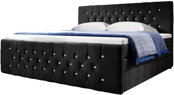 Boxspringbett Paradise mit LED, USB und Füßen 200x200 Schwarz H3