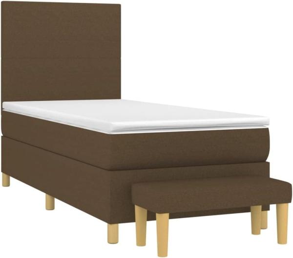 vidaXL Boxspringbett mit Matratze Dunkelbraun 90x190 cm Stoff