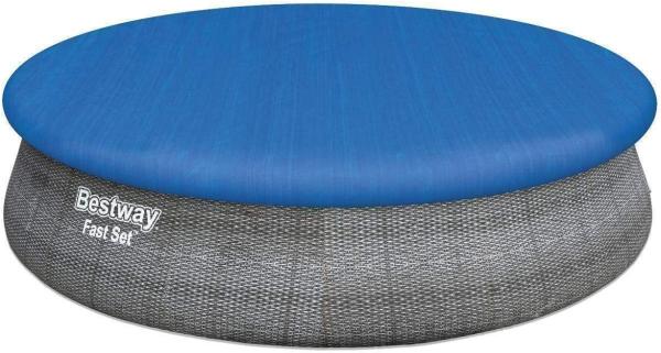 BESTWAY 57372 Fast Set Swimmingpool Rund Rattan Look Filter Leiter 457x107