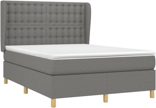 vidaXL Boxspringbett mit Matratze Dunkelgrau 140x190 cm Stoff