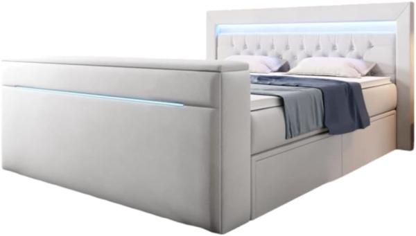 Boxspringbett Jupiter mit TV Lift, RGB und Stauraum 180x200 Weiß H3