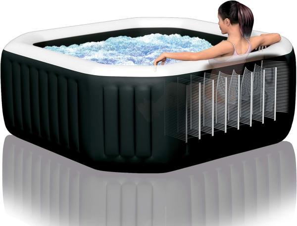 Intex Whirlpool "Pure Spa Kombi Octagon Bubble Jet" mit integriertem Salzwassersystem, Ø 218 x 71 cm