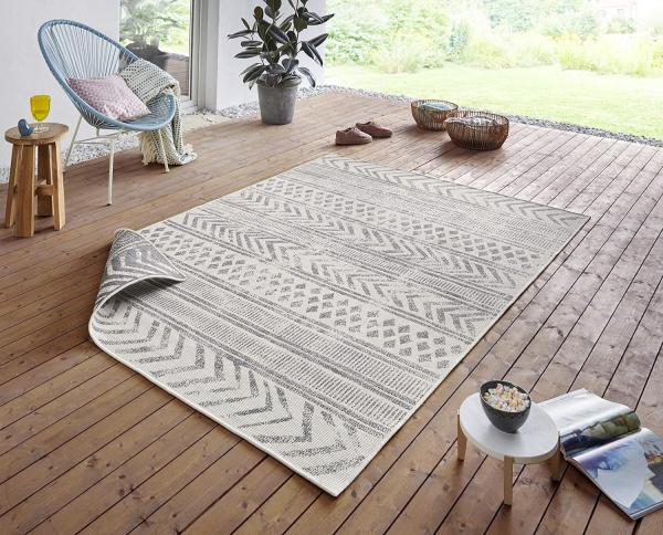 In- & Outdoor Wendeteppich Biri Grau Creme - 200x290x0,5cm