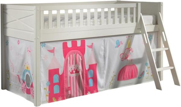 SCOTT Spielbett, LF 90 x 200 cm, mit Rolllattenrost, Leiter und Textilset Vorhang "Princess"