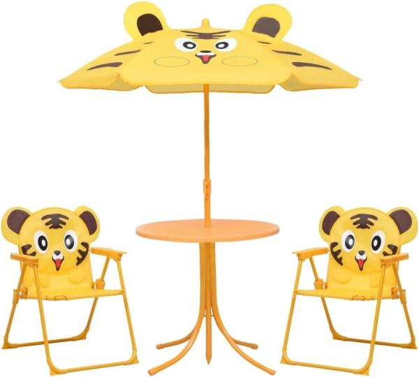 3-tlg. Garten-Bistro-Set für Kinder mit Sonnenschirm Gelb