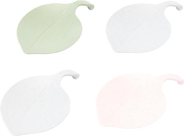 Koziol Leaf-On Schale, 4er Set, Schälchen, Snackschale, Dekoschale, Blattform, Kunststoff, Organic Green / Organic Grey / Organic Pink, 14. 3 cm, 3556317