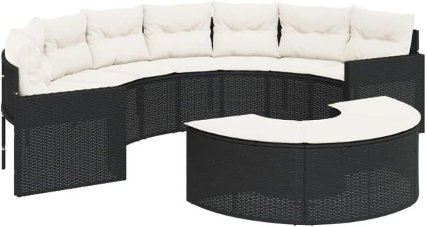 2-tlg. Garten-Sofagarnitur Halbrund Schwarz Poly-Rattan 3262061