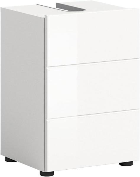 Xonox. home 'Vira' Waschbeckenunterschrank mit Syphonausschnitt, MDF weiß, Hochglanz, 38 x 56 x 34 cm