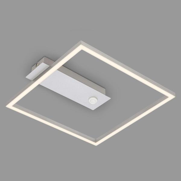 BRILONER - LED Deckenlampe Frame, LED Deckenleuchte mit warmweißer Lichtfarbe, Lampe mit Sensor, Wohnzimmerlampe, Schlafzimmerlampe, 320x300x50 mm (LxBxH), Aluminiumfarbig