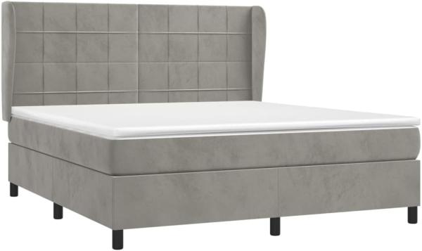 vidaXL Boxspringbett mit Matratze Hellgrau 180x200 cm Samt