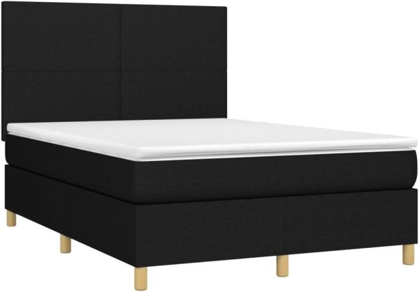 vidaXL Boxspringbett mit Matratze Schwarz 140x200 cm Stoff