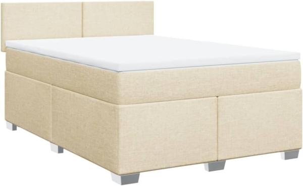 Boxspringbett mit Matratze Creme 140x190 cm Stoff 3288181