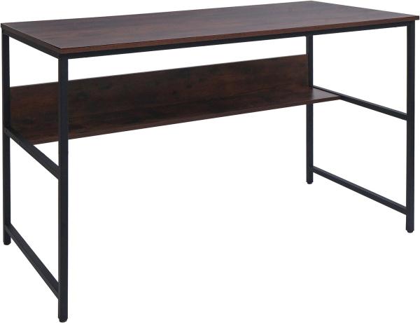 Schreibtisch HWC-K80, Bürotisch Computertisch Arbeitstisch Ablage, Metall MDF 120x60cm ~ braun