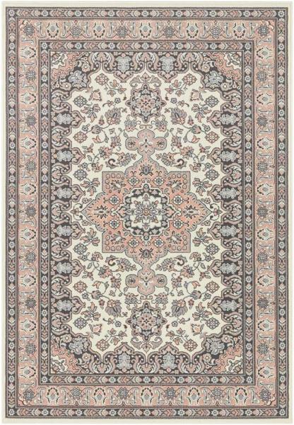 Orientalischer Kurzflor Teppich Parun Täbriz Creme Rosa - 200x290x0,9cm