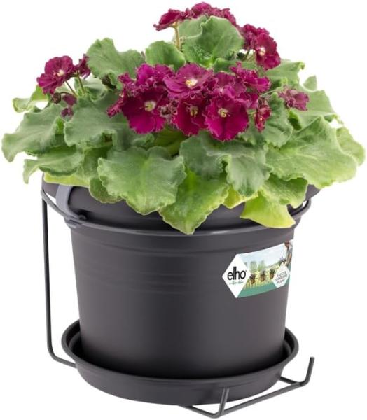 Blumentopf 2,5l mit Balkonhalterung 19,5x18,5 cm schwarz