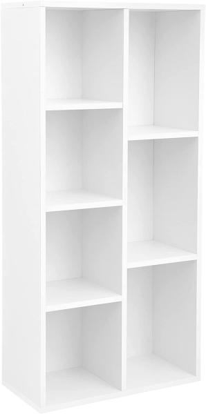 VASAGLE Bücherregal mit 7 Fächern Bücherschrank TV-Ständer Display-Regal 50 x 24 x 106cm (B x T x H) Weiß LBC27WT