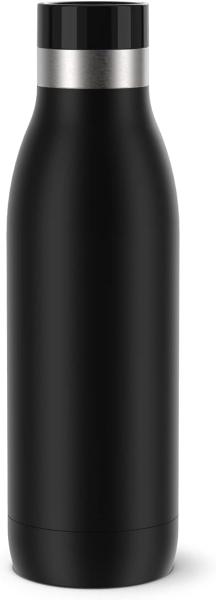 Emsa Bludrop Color Trinkflasche mit Quick-Press Verschluss, Edelstahl Schwarz, 0,5l