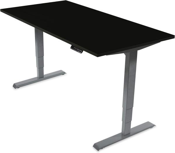 Desktopia Pro - Elektrisch höhenverstellbarer Schreibtisch / Ergonomischer Tisch mit Memory-Funktion, 5 Jahre Garantie - (Schwarz, 180x80 cm, Gestell Grau)