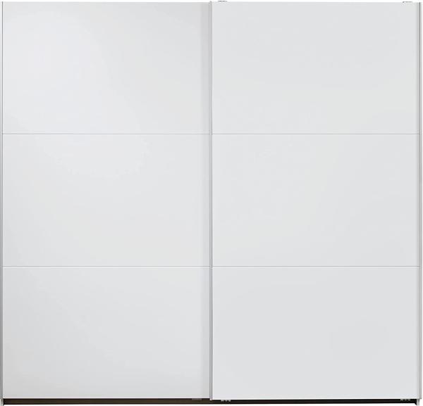 Rauch Möbel Santiago Schrank Schwebetürenschrank Weiß 2-türig inkl. Zubehörpaket Basic 2 Einlegeböden, 2 Kleiderstangen, BxHxT 218x210x59 cm
